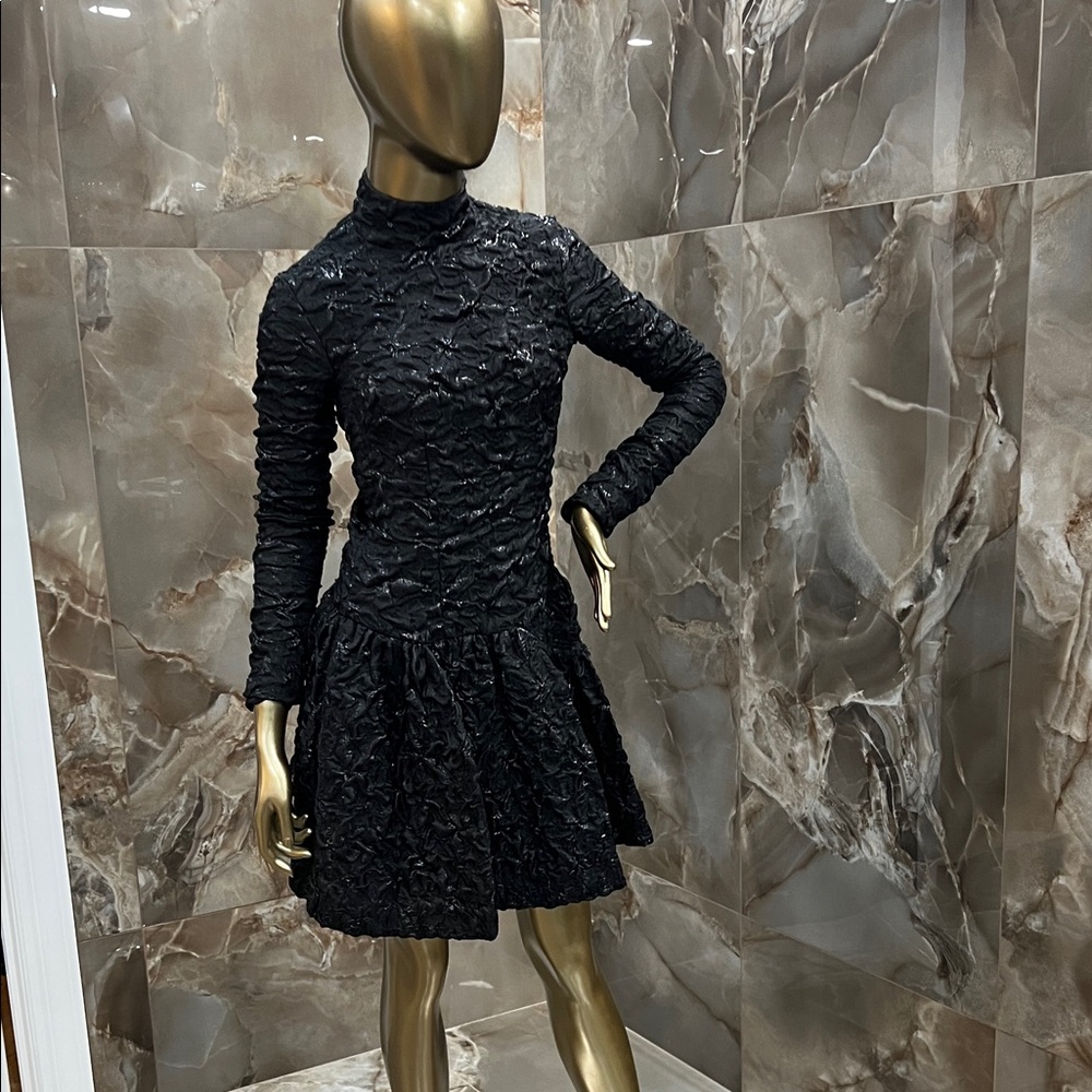 Simone Rocha Black Textured Long Sleeve Dress